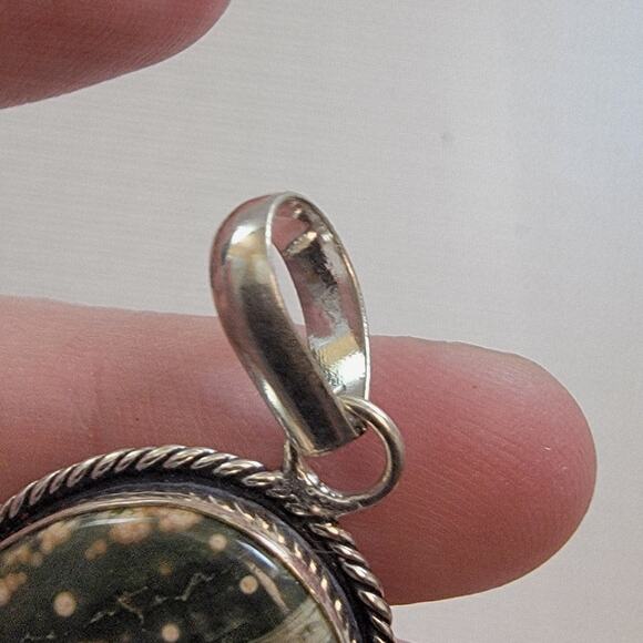Necklace Pendant Kambaba Jasper Oval Handmade Jewelry in Sterling Silver Setting - Picture 8 of 10